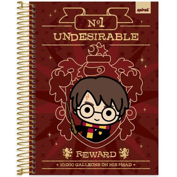 Caderno Universitário Capa Dura, 10 x 1, 160 Folhas, Harry Potter Charms, 2513257, Spiral Hpc - PT 1 UN