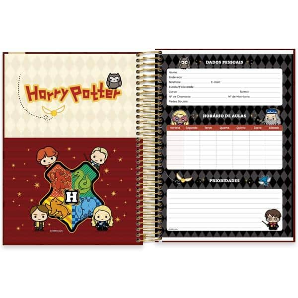 Caderno Universitário Capa Dura, 10 x 1, 160 Folhas, Harry Potter Charms, 2513257, Spiral Hpc - PT 1 UN