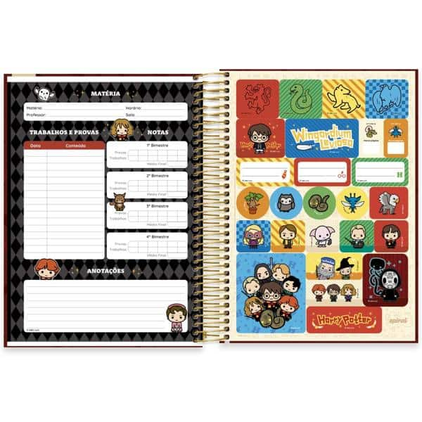 Caderno Universitário Capa Dura, 10 x 1, 160 Folhas, Harry Potter Charms, 2513257, Spiral Hpc - PT 1 UN