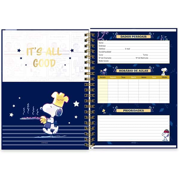 Caderno Universitário Capa Dura, 1 x 1, Snoopy Premium, 2515220, Spiral Sno - PT 1 UN