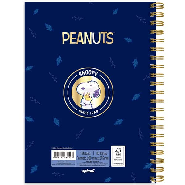 Caderno Universitário Capa Dura, 1 x 1, Snoopy Premium, 2515220, Spiral Sno - PT 1 UN