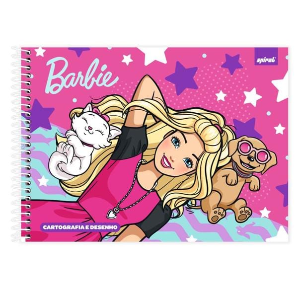 Caderno Cartografia e Desenho Capa Dura 48 Folhas Barbie Mattel 2515503 Spiral - PT 1 UN