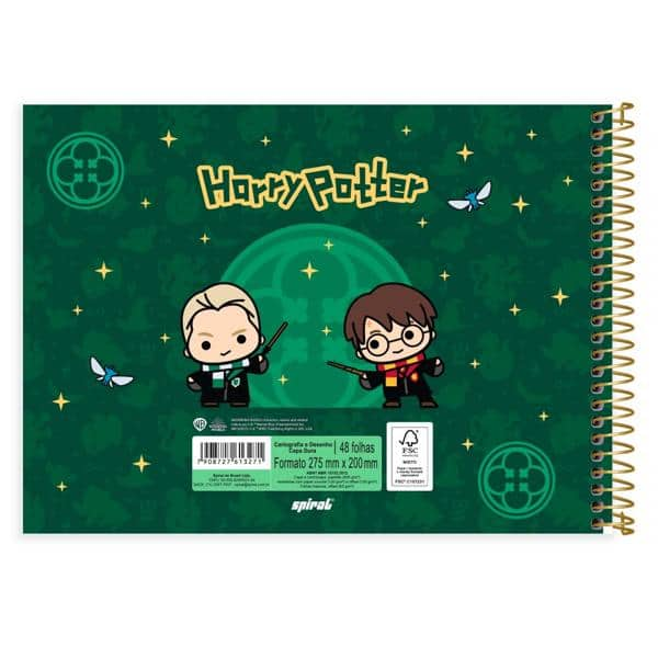 Caderno Cartografia e Desenho Capa Dura 48 Folhas, Harry Potter Charms, 2513271, Spiral Hpc - PT 1 UN