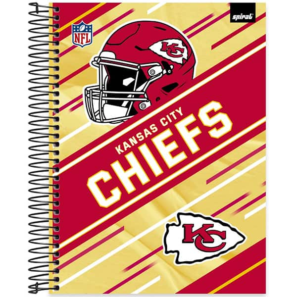 Caderno Universitário Capa Dura, 20 x 1, 320 Folhas, NFL Chiefs, 2521382, Spiral NFL - PT 1 UN