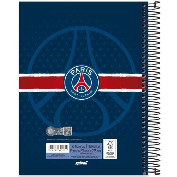 Caderno Universitário Capa Dura, 20 x 1, 320 Folhas, PSG, 2523751, Spiral Psg - PT 1 UN