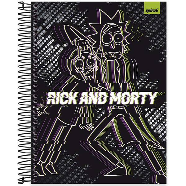 Caderno Universitário Capa Dura, 20 x 1, 320 Folhas, Rick & Morty, 2513448, Spiral Rem - PT 1 UN