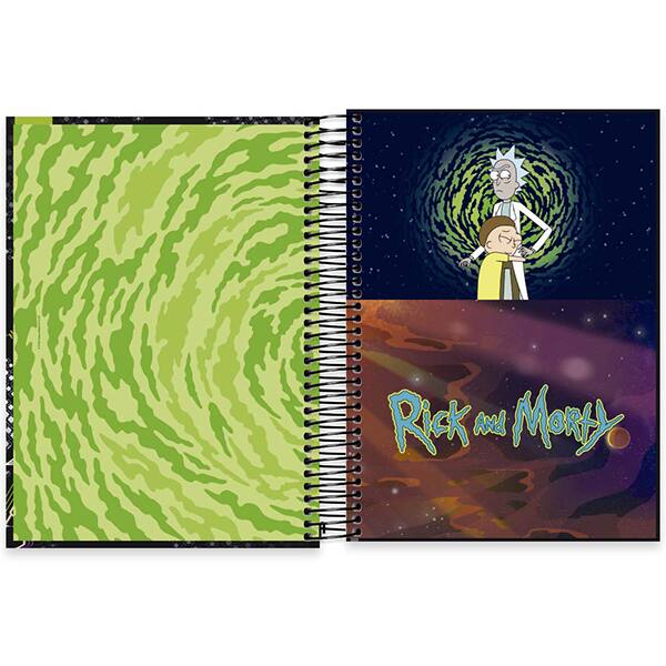 Caderno Universitário Capa Dura, 20 x 1, 320 Folhas, Rick & Morty, 2513448, Spiral Rem - PT 1 UN