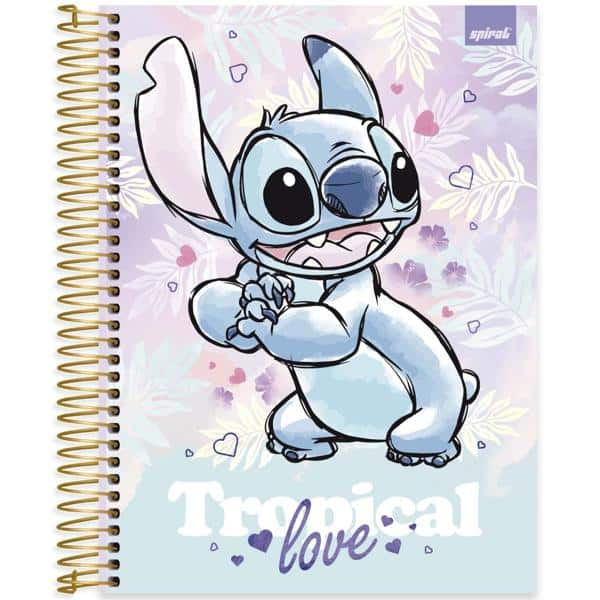 Caderno Universitário Capa Dura 20x1 320 Folhas Stitch Disney Spiral - PT 1 UN