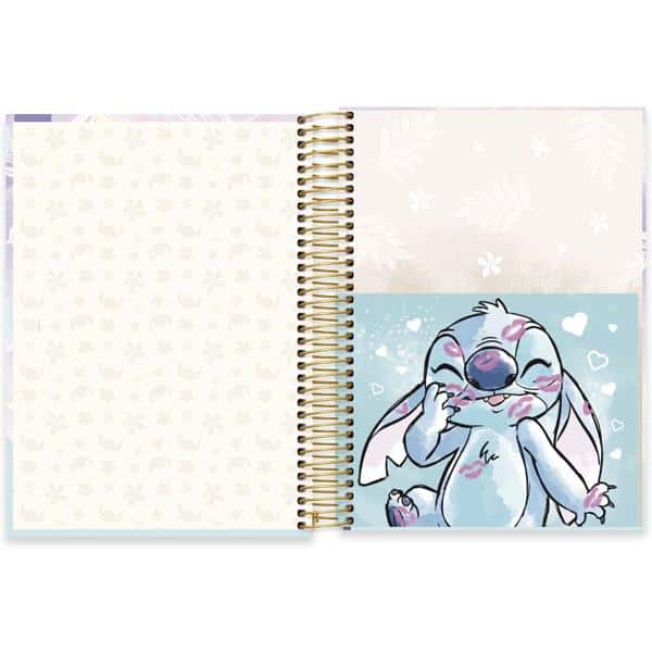 Caderno Universitário Capa Dura 20x1 320 Folhas Stitch Disney Spiral - PT 1 UN