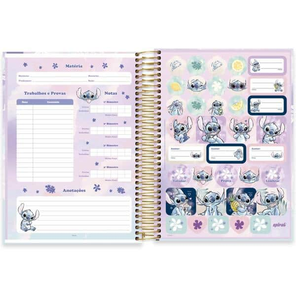 Caderno Universitário Capa Dura 20x1 320 Folhas Stitch Disney Spiral - PT 1 UN