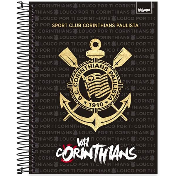 Caderno Universitário Capa Dura, 20 x 1, 320 Folhas, Corinthians, 2523744, Spiral Sccp - PT 1 UN