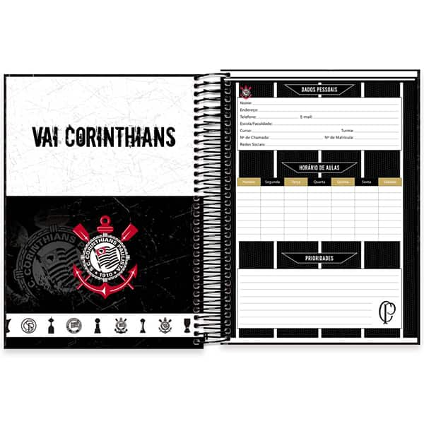 Caderno Universitário Capa Dura, 20 x 1, 320 Folhas, Corinthians, 2523744, Spiral Sccp - PT 1 UN