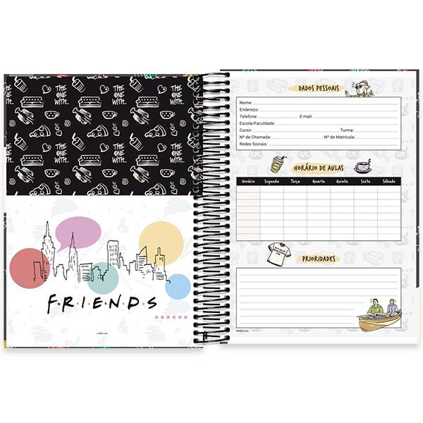 Caderno Universitário Capa Dura, 20 x 1, 320 Folhas, Friends, 2515398, Spiral Frd - PT 1 UN