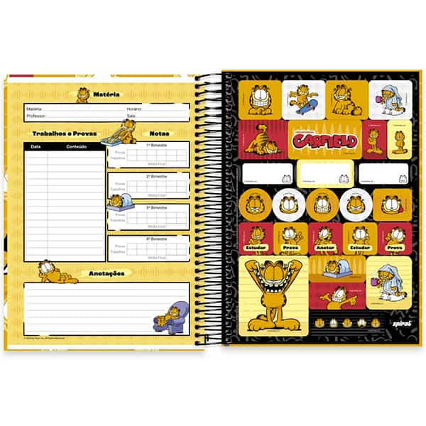 Caderno Universitário Capa Dura, 20 x 1, 320 Folhas, Garfield, 2515435, Spiral Gar - PT 1 UN