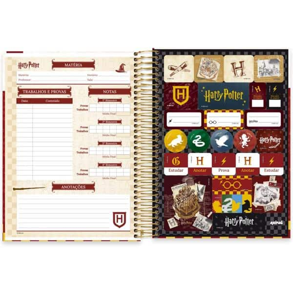 Caderno Universitário Capa Dura, 20 x 1, 320 Folhas, Harry Potter, Grifinória, 2519723, Spiral Hpt - PT 1 UN