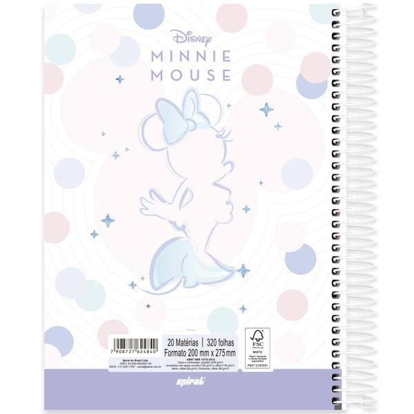 Caderno Universitário Capa Dura, 20 x 1, 320 Folhas, Minnie Style, 2524840, Spiral Mis - PT 1 UN