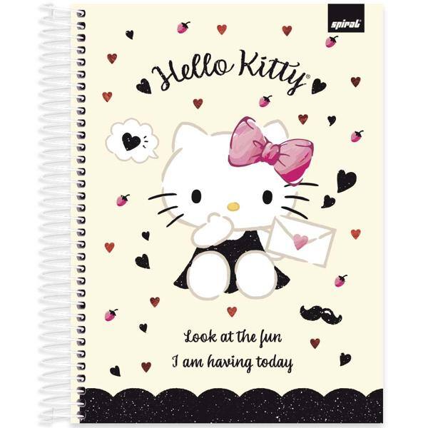 Caderno Universitário Capa Dura, 10 x 1, 160 Folhas, Hello Kitty, 2513691, Spiral Hki - PT 1 UN