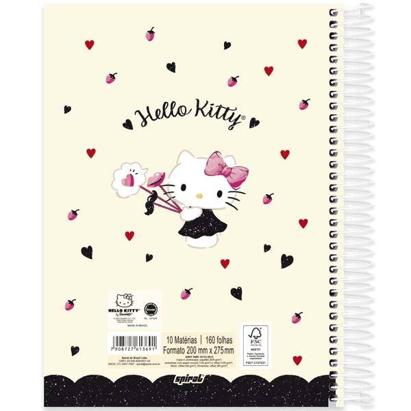 Caderno Universitário Capa Dura, 10 x 1, 160 Folhas, Hello Kitty, 2513691, Spiral Hki - PT 1 UN