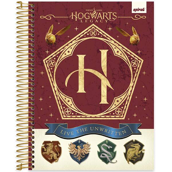 Caderno Universitário Capa Dura, 10 x 1, 160 Folhas, Hogwarts Legacy, 2513363, Spiral Hl - PT 1 UN