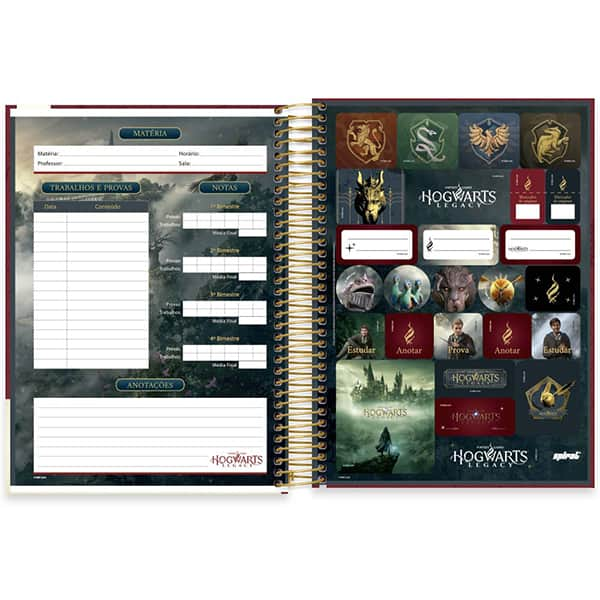 Caderno Universitário Capa Dura, 10 x 1, 160 Folhas, Hogwarts Legacy, 2513363, Spiral Hl - PT 1 UN