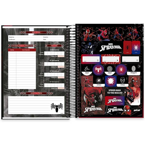 Caderno Universitário Capa Dura, 10 x 1, 160 Folhas, Homem Aranha, 2524567, Spiral Mha - PT 1 UN