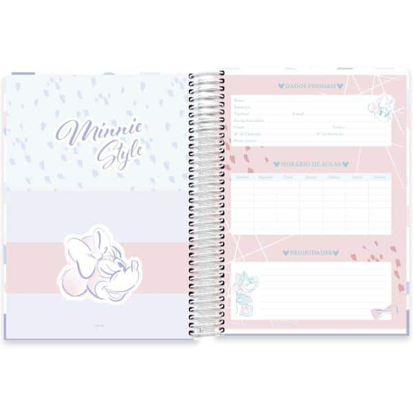 Caderno Universitário Capa Dura 10x1 160 Folhas Minnie Disney Style Spiral - PT 1 UN