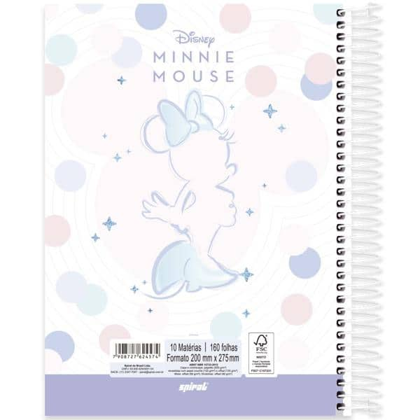 Caderno Universitário Capa Dura 10x1 160 Folhas Minnie Disney Style Spiral - PT 1 UN