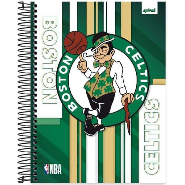 Caderno Universitário Capa Dura, 10 x 1, 160 Folhas, NBA, Boston Celtics, 2524598, Spiral Nba - PT 1 UN