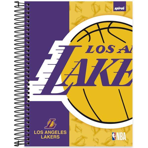 Caderno Universitário Capa Dura, 10 x 1, 160 Folhas, NBA, Lakers, 2524604, Spiral Nba - PT 1 UN