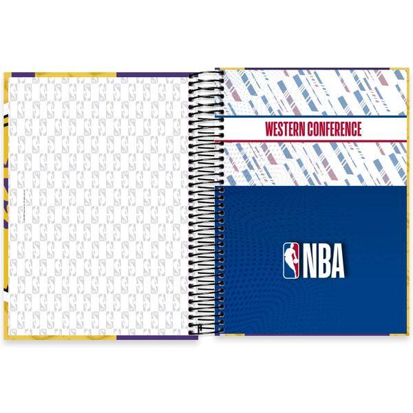 Caderno Universitário Capa Dura, 10 x 1, 160 Folhas, NBA, Lakers, 2524604, Spiral Nba - PT 1 UN