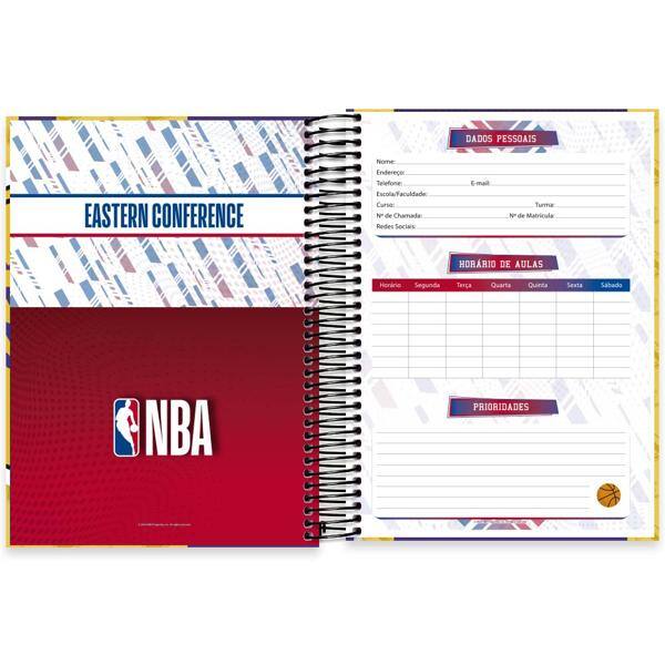 Caderno Universitário Capa Dura, 10 x 1, 160 Folhas, NBA, Lakers, 2524604, Spiral Nba - PT 1 UN