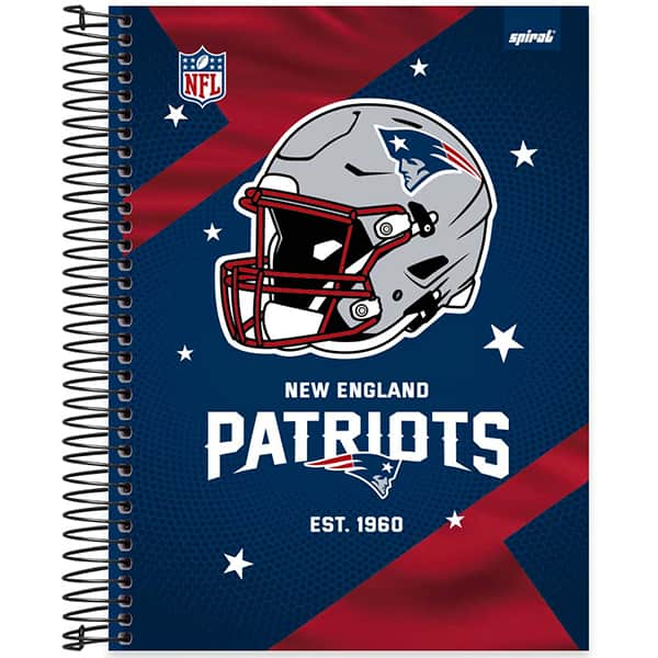 Caderno Universitário Capa Dura, 10 x 1, 160 Folhas, NFL, Patriots, 2521368, Spiral NFL - PT 1 UN