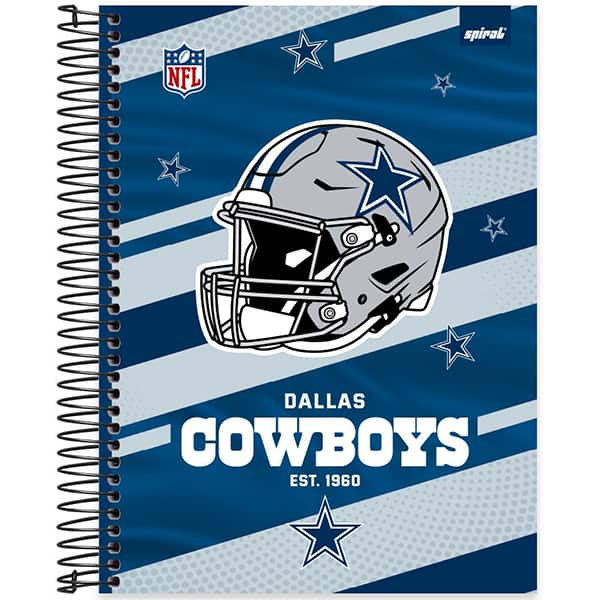 Caderno Universitário Capa Dura, 10 x 1, 160 Folhas, NFL, Dallas Cowboys, 2523706, Spiral NFL - PT 1 UN