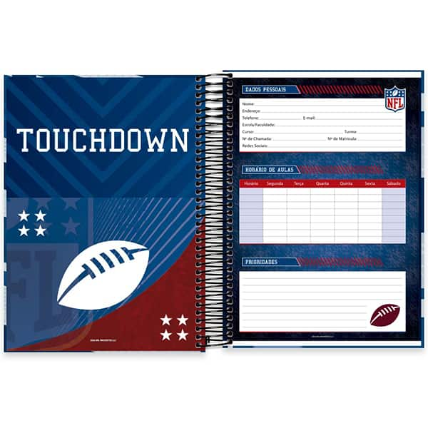 Caderno Universitário Capa Dura, 10 x 1, 160 Folhas, NFL, Dallas Cowboys, 2523706, Spiral NFL - PT 1 UN