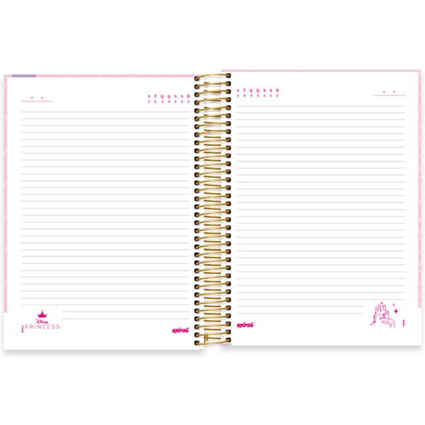 Caderno Universitário Capa Dura, 10 x 1, 160 Folhas, Princesas, 2524659, Spiral Pn - PT 1 UN