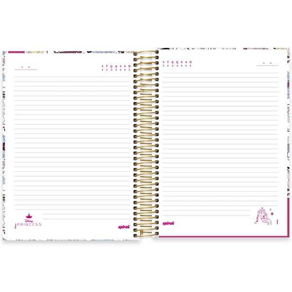 Caderno Universitário Capa Dura, 10 x 1, 160 Folhas, Princesas, 2524673, Spiral Pn - PT 1 UN