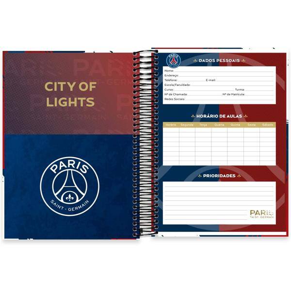 Caderno Universitário Capa Dura, 10 x 1, 160 Folhas, PSG, 2513011, Spiral Psg - PT 1 UN