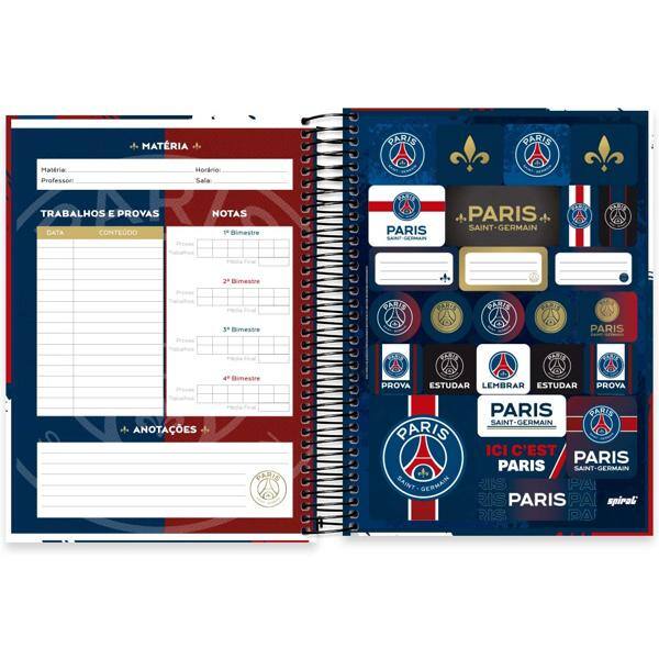 Caderno Universitário Capa Dura, 10 x 1, 160 Folhas, PSG, 2513011, Spiral Psg - PT 1 UN