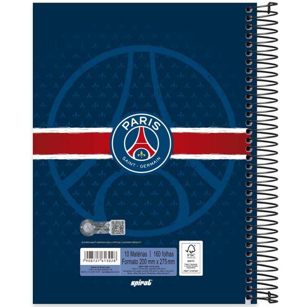 Caderno Universitário Capa Dura, 10 x 1, 160 Folhas, PSG, 2513028, Spiral Psg - PT 1 UN