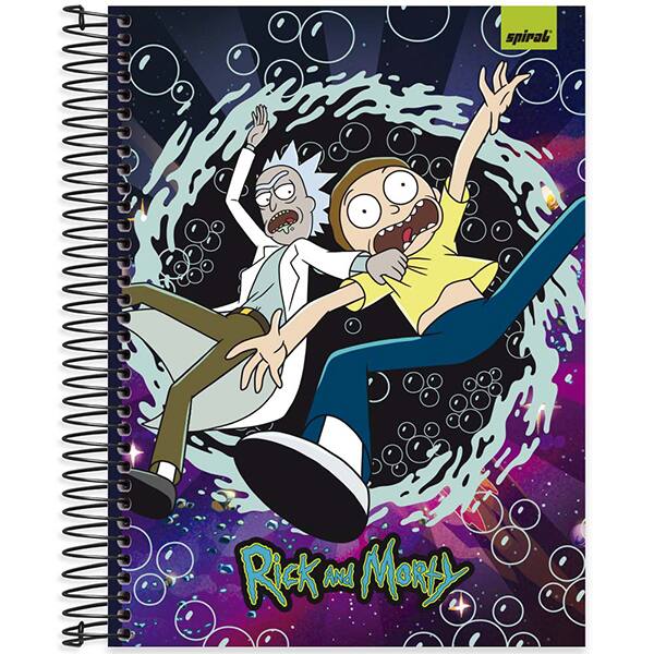 Caderno Universitário Capa Dura, 10 x 1, 160 Folhas, Rick and Morty, 2513417, Spiral Rem - PT 1 UN