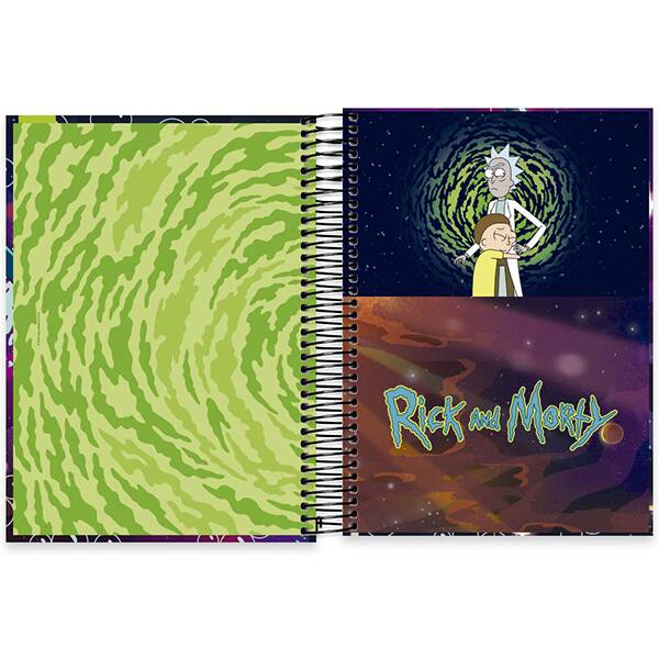 Caderno Universitário Capa Dura, 10 x 1, 160 Folhas, Rick and Morty, 2513417, Spiral Rem - PT 1 UN