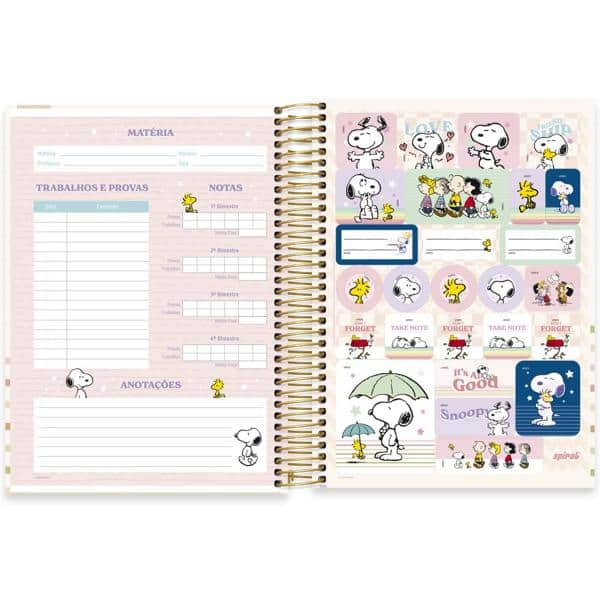 Caderno Universitário Capa Dura, 10 x 1, 160 Folhas, Snoopy, 2515237, Spiral Sno - PT 1 UN