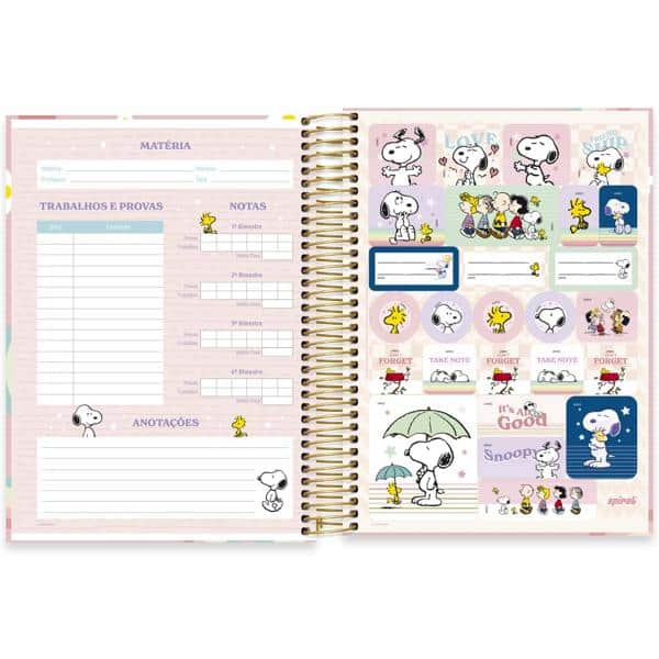 Caderno Universitário Capa Dura, 10 x 1, 160 Folhas, Snoopy, 2515244, Spiral Sno - PT 1 UN