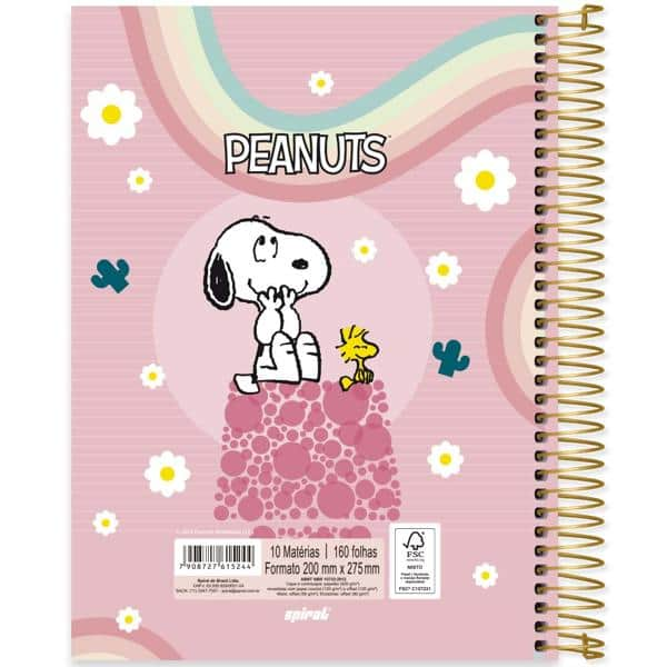 Caderno Universitário Capa Dura, 10 x 1, 160 Folhas, Snoopy, 2515244, Spiral Sno - PT 1 UN