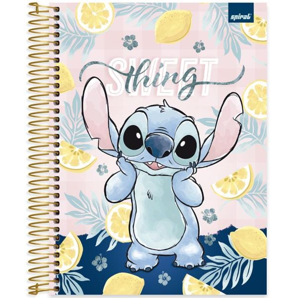 Caderno Universitário Capa Dura 10x1 160 Folhas Stitch Disney Spiral - PT 1 UN