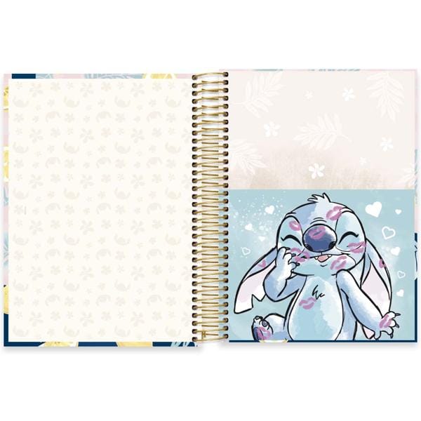 Caderno Universitário Capa Dura 10x1 160 Folhas Stitch Disney Spiral - PT 1 UN