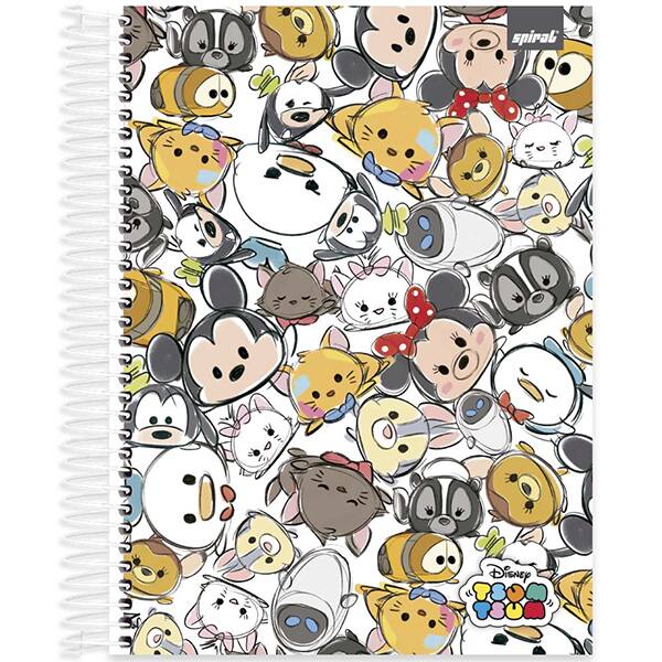 Caderno Universitário Capa Dura, 10 x 1, 160 Folhas, Tsum Tsum, 2524703, Spiral Tsum - PT 1 UN