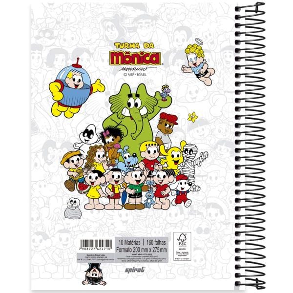 Caderno Universitário Capa Dura 10x1 160 Folhas Turma da Mônica Spiral - PT 1 UN