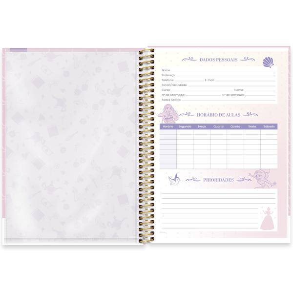 Caderno Universitário Capa Dura, 1 x 1, 80 Folhas, Princesas, 2524444, Spiral Pn - PT 1 UN