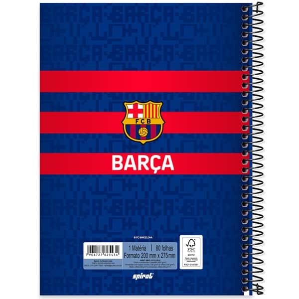 Caderno Universitário Capa Dura, 1 x 1, 80 Folhas, Barcelona, 2525434, Spiral Bc - PT 1 UN